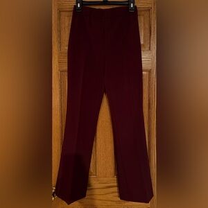ANN TAYLOR BURGUNDY SIDE ZIP BOOT CUT PANTS TROUSERS SIZE 2 PETITE